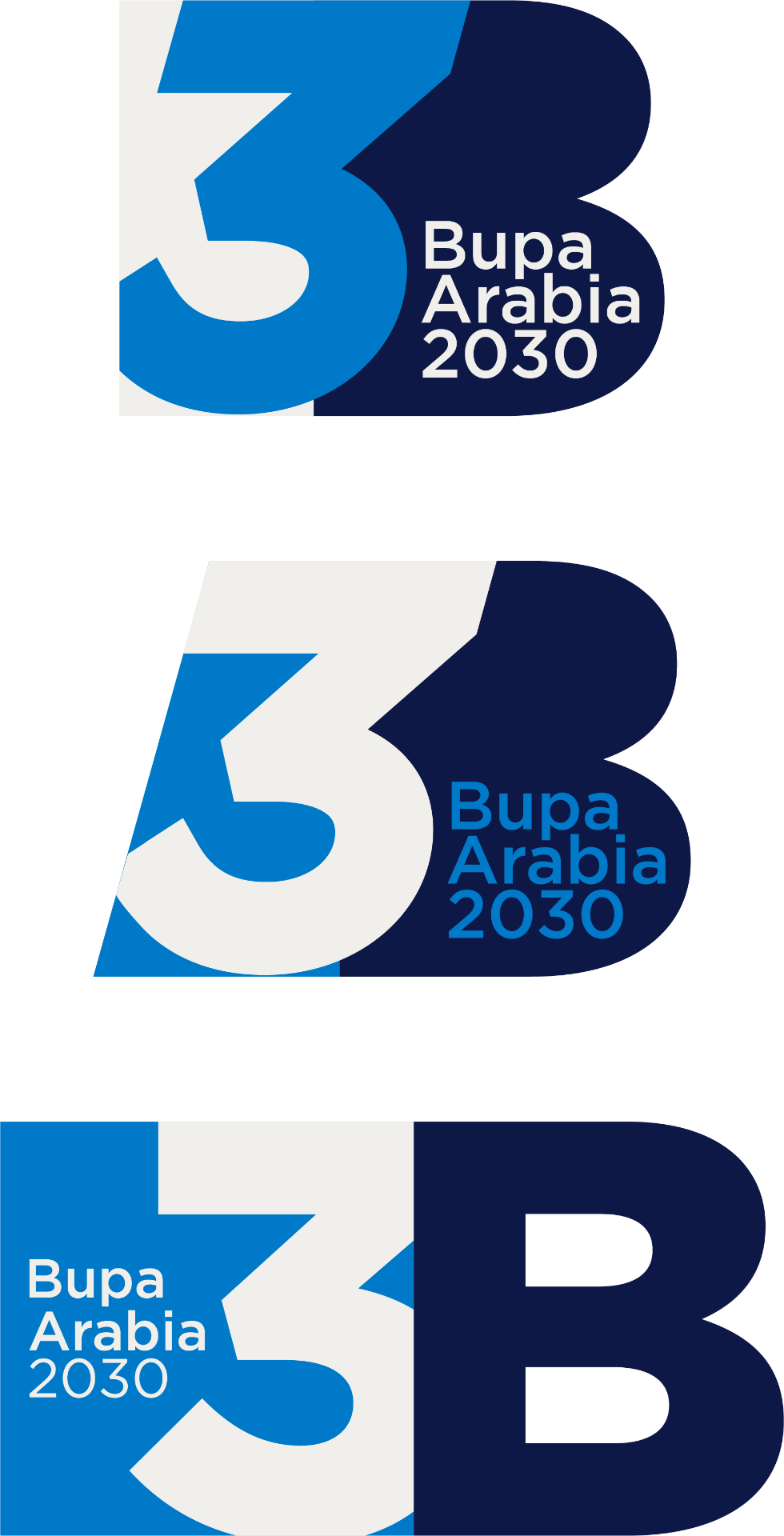 3B Bupa Arabia 2030 logo explorations